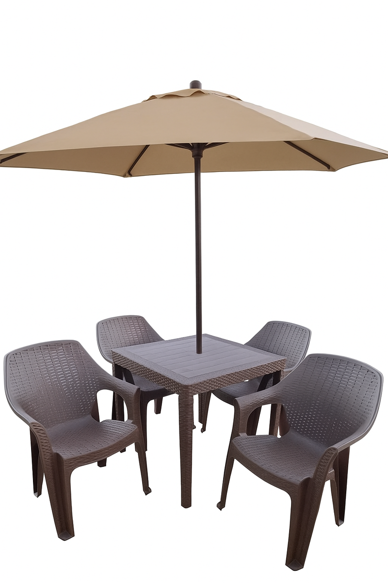 Jogo de mesa com cadeiras rattan