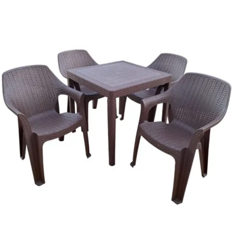 Jogo de mesa com cadeiras rattan