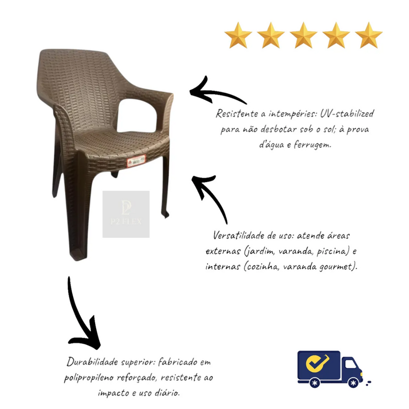 Jogo de mesa com cadeiras rattan