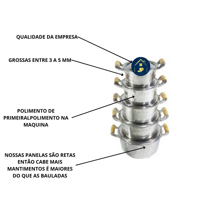Jogo de panelas de alumínio batido fundido com tampa de vidro